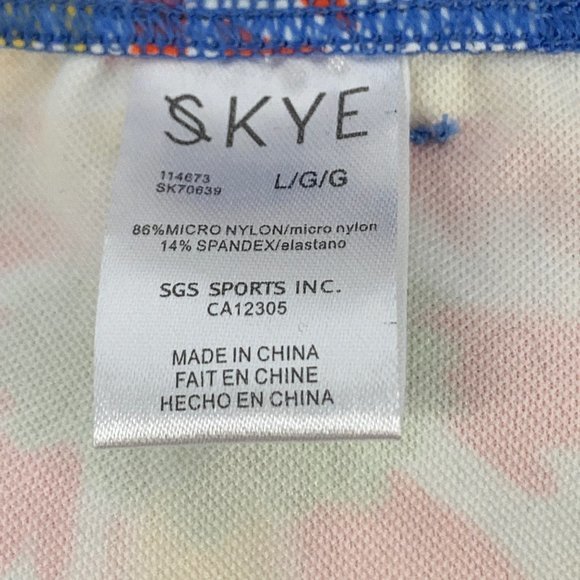 Brand New! Skye Floral Bikini Bottoms Mid Rise Large Blue White Striped Orange - Picture 11 of 12